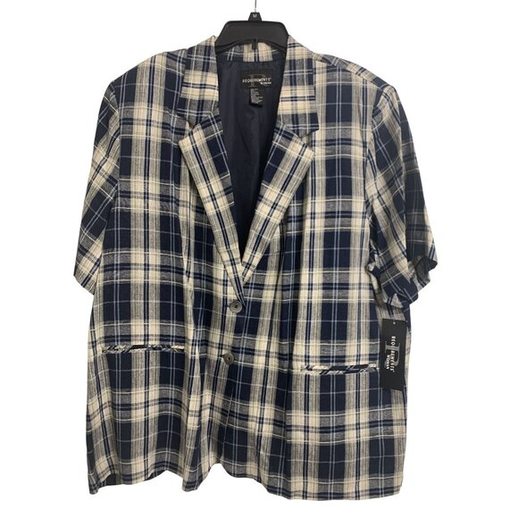 Requirements Jackets & Blazers - NWT Requirements Plaid Linen Short Sleeve Blazer Size 26W